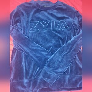 ZYIA Navy Velour Active Top